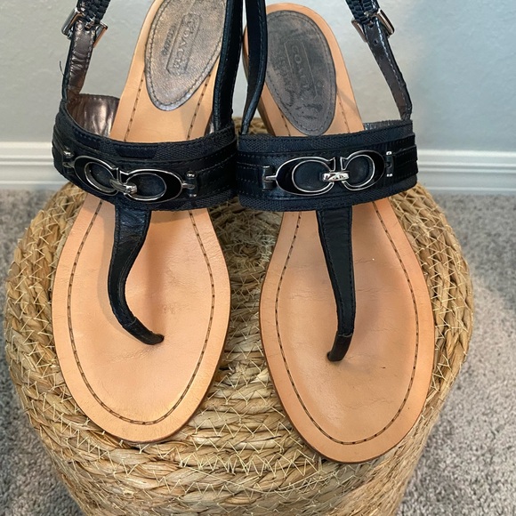 Coach Black Leather Sandals - Picture 3 of 16